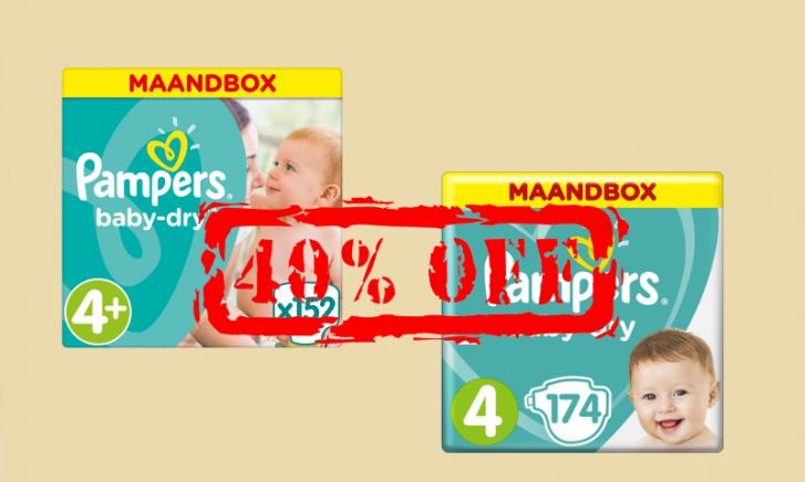 40% korting op Pampers Baby Dry maandboxen