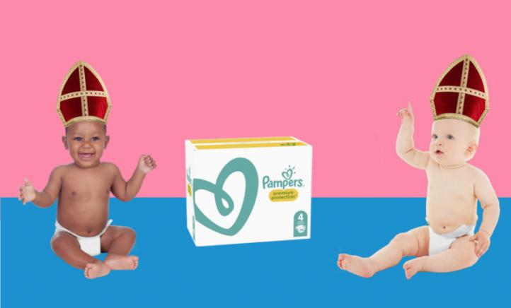 Uitslag sinterklaas winactie, baby's met een sinterklaasmuts, pampers maandbox