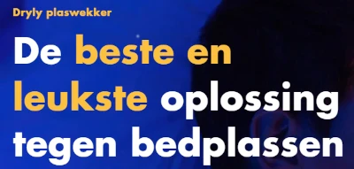 Screenshot van de website van Dryly website: De beste en leukste oplossing tegen bedplassen