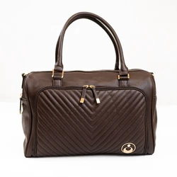 Isoki Luiertas  Double Zip Satchel Quilted Chocolate