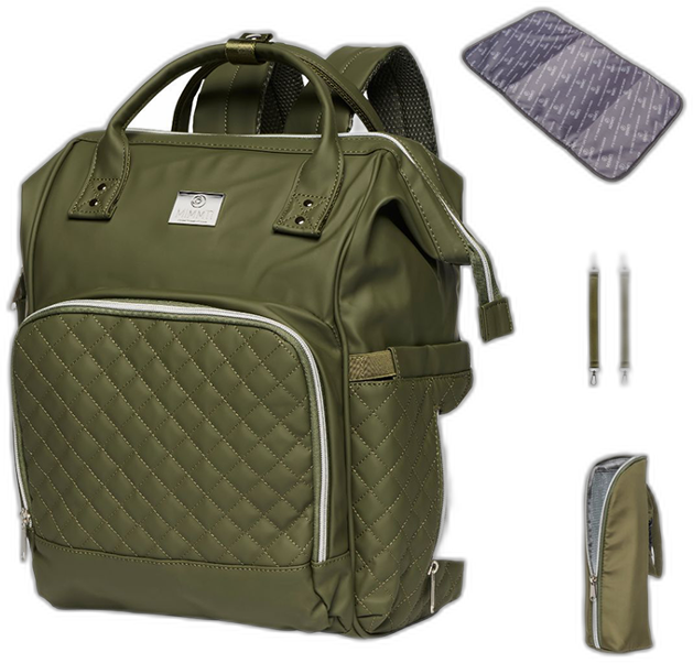 NanaBeebi  2.0 Leren Luiertas - Olive Green (Mimmti)