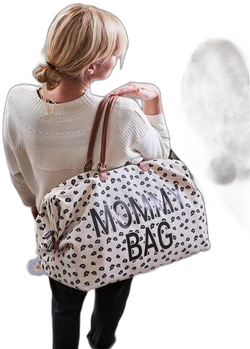 Luiertas Mommy bag large canvas CHILDHOME gebroken wit luipaard Luiertas Mommy bag large canvas CHILDHOME gebroken wit luipaard