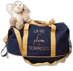 Luiertas voor het weekend La vie est pleine de surprises marine grijs Luiertas voor het weekend La vie est pleine de surprises marine grijs