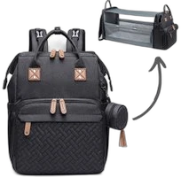RAMBUX® - Luiertas Rugzak - Verschoonmatje - Zwart - Luiertas Uitschuifbaar - Rugtas met Flessenwarmer Isoleervak - Baby Verzorgingsset - USB Aansluiting - 35 Liter