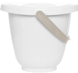 Witte Luma luieremmer met een beige hengsel zichtbaar