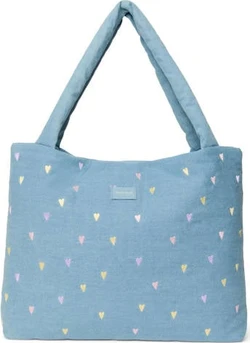 Studio Noos denim luiertas Hearts Mom Bag lichtblauw