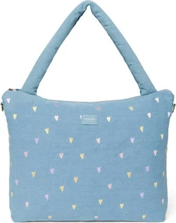 Studio Noos denim luiertas Hearts Diaper Bag lichtblauw