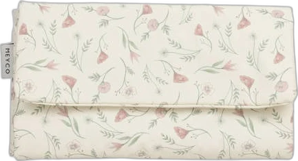 Opgevouwen Meyco verschoonmat in offwhite met roze bloemen en groene blaadjes