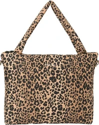 Bruine Studio Noos luiertas van katoen met zwarte leopardprint en lange schouderhengsels