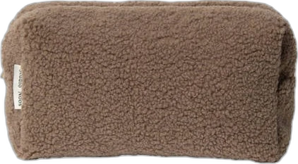 Bruine teddy luieretui van Studio Noos met zachte bouclé structuur en klein zijlabel