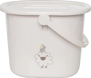 Bébé-Jou luieremmer Tiny Sheep in wit Witte Bébé-Jou luieremmer met deksel, hengsel en Tiny Sheep illustratie op de voorkant
