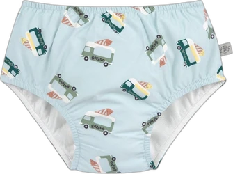 Lichtblauwe zwemluier met elastische taille en speelse ijscowagen print op de voorkant