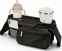Kinderwagen organizer met 2 bekerhouders - Zwart