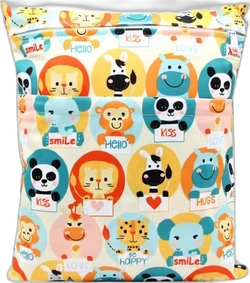 Wetbag met dubbele rits - Dierenprint oranje