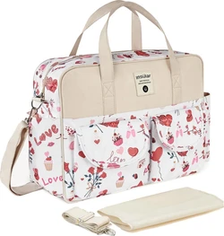 SONARIN multifunctionele luiertas met aankleedkussen - Love print