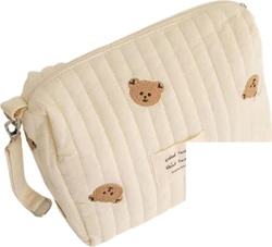 Gewatteerde kinderwagen-luiertas met beren 25x17x10 cm - Crème