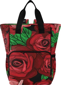 Luiertas rugzak waterdicht 39 cm - Rode rozen