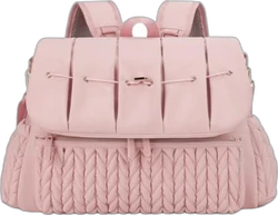 Luiertas rugzak met aankleedkussen - Roze gevlochten