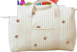 Gewatteerde luiertas tote met beren 48x28x24 cm - Crème