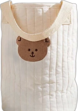 Gewatteerde kinderwagentas met beer 25x17x10 cm - Beige