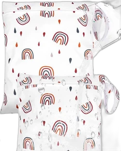 SnelShoppen wetbag set van 2 - Wit regenboog en druppels