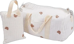 Gewatteerde luiertas met beren en etui 48x24x28 cm - Wit