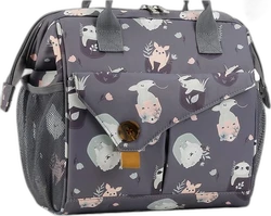 Luiertas met dierenprint 30x25x10 cm - Grijs