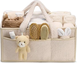 Teddy luiercaddy met tussenschotten 38x25x18 cm - Wit/beige