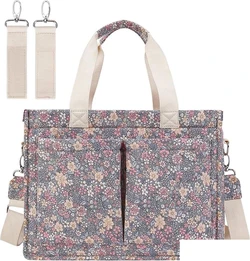 Luiertas tote met kinderwagenriemen 33x14x25 cm - Bloemenprint