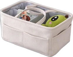 Corduroy luierorganizer 38x25x18 cm - Beige