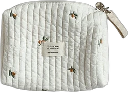 Stunq gewatteerde luiertas met borduursel 26x19 cm - Crème