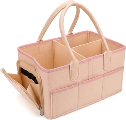 ShopVlot vilten luiertafel-organizer 36x23x18 cm - Beige/roze