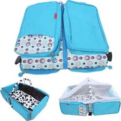 Luiertas met reisbedje en klamboe 2-in-1 78x40 cm - Blauw