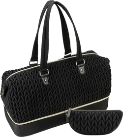 Gevlochten luiertas weekender met etui 53x24x28 cm - Zwart