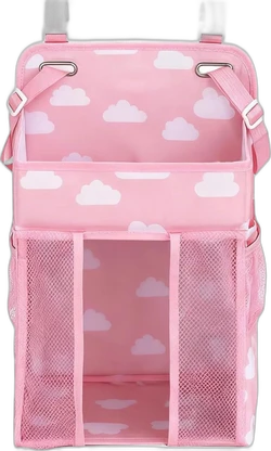 Hangende luierorganizer met netvakken - Roze wolken