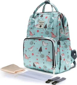 Luierrugzak mummy bag 26x15x41 cm - Mint dierenprint