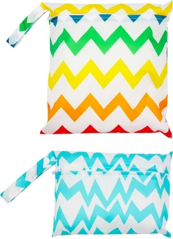 Dailygoody wetbag set van 2 - Regenboog en turquoise zigzag