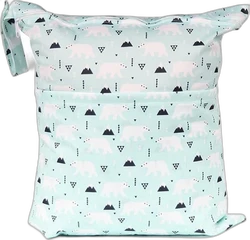 Wetbag met dubbele rits 40x45 cm - Mint ijsberen