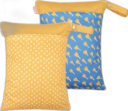Wetbag set van 2 30x40 cm - Geel stippen/blauw