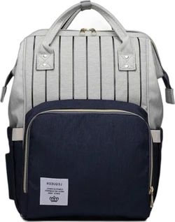 Luierrugzak gestreept 40x27x21 cm - Grijs/navy