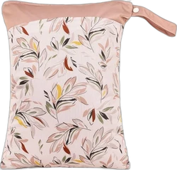 Wetbag met dubbele rits - Roze bladeren
