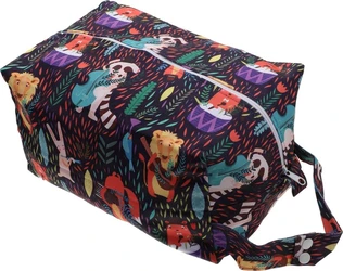 Rechthoekige wetbag tas met kleurrijke jungledierenprint, ritssluiting en draaglus