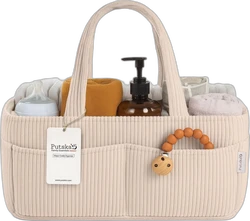 SnelShoppen geribbelde luiercaddy 36x23x18 cm - Crème