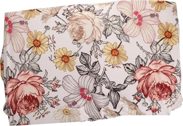 Aankleedkussenhoes met vintage bloemenprint in roze, geel en grijs op lichte achtergrond