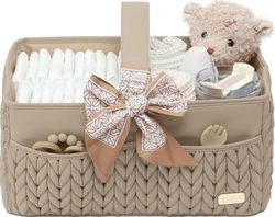 Thijox gevlochten luiercaddy met strik - Beige