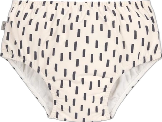 Off-white herbruikbare zwemluier met grijze streepjes, elastische taille en beenopeningen