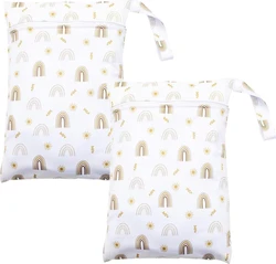Thijox wetbag set van 2 20x25 cm - Beige regenbogen