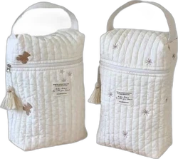 Gewatteerde luier-opbergtassen set van 2 23x30 cm - Wit geborduurd