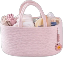 Oemmn katoenen touw luiercaddy 38x26x18 cm - Roze