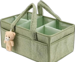 Pluche luiercaddy met berenhanger - Groen